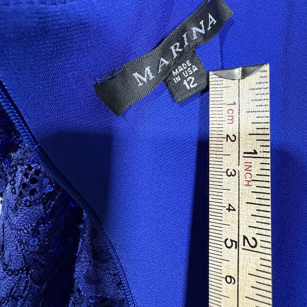 MARINA Cobalt Blue Bodycon Formal Cocktail Party Dress Size 12 Womens NWT - Picture 8 of 9